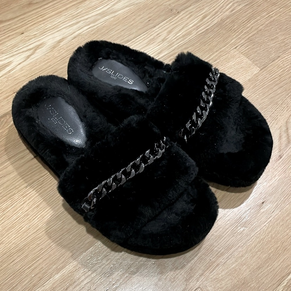 J Slides Billie Shearling Chain Slippers